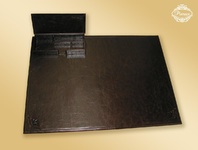 Piórnik skórzany na podkładzie na biurko, kolor skóry brązowy.