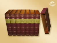 Fałszywe książki, imitacja księgozbioru, drewniane lub tekturowe stelaże, pudełka na książki, pudełka na encyklopedie, kolorowe skórzane szyldy i złote napisy